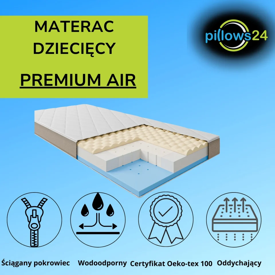 Materac Dzieciecy Oddychajacy Premium Air Pokrowiec Silver Care 60x120x10 Marka Inna Marka