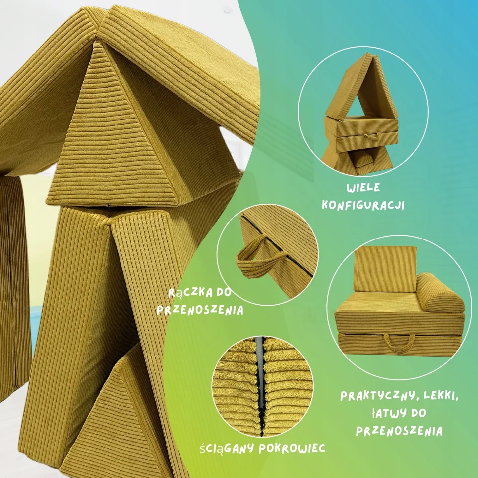 Sofa Dziecieca Modulowa Wielofunkcyjna Rozkladana Sztruks 160x80 Dlugosc Cm 80 Cm