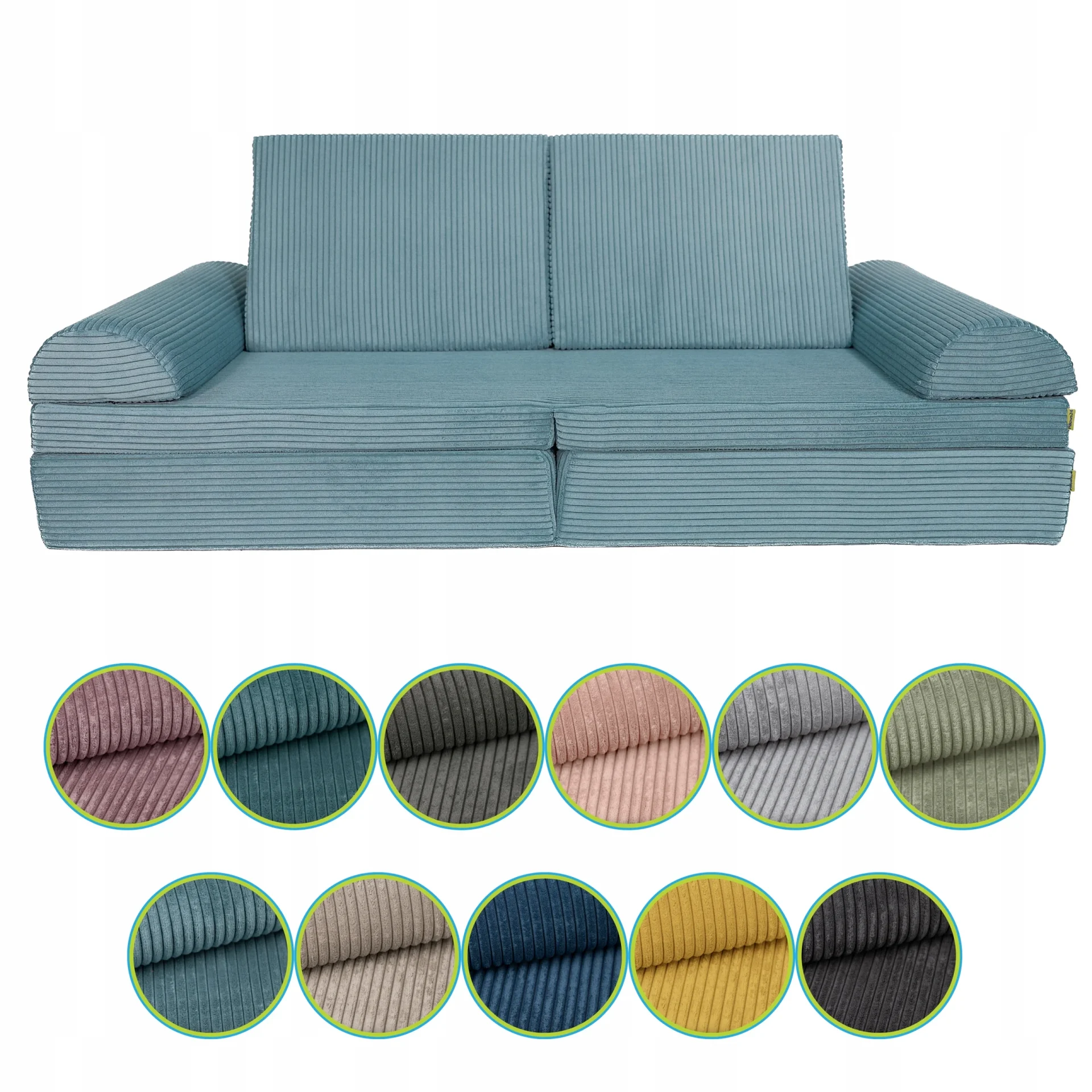 Sofa Dziecieca Modulowa Wielofunkcyjna Rozkladana Sztruks 160x80